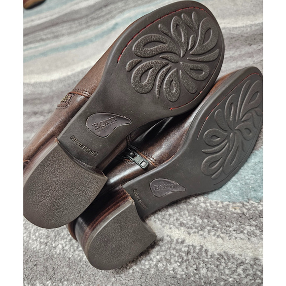 BORN Brown heeled boots women's size 6.5 zip - Picture 7 of 7